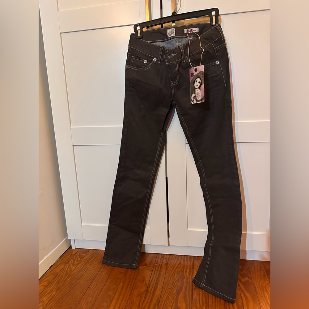 🆕 🤎Little Big brown shiney coated jeans